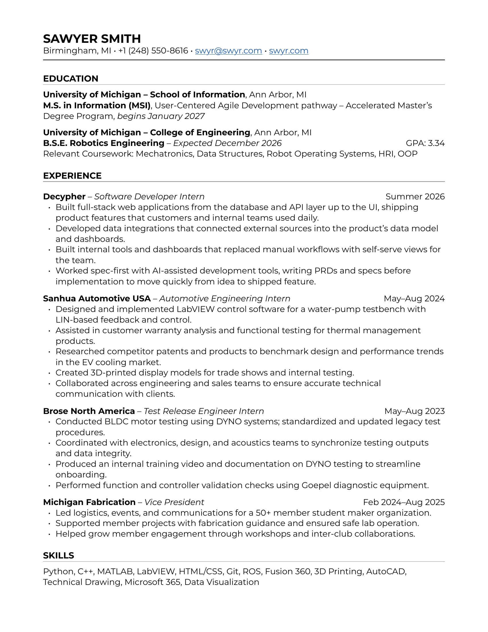 Resume page 1