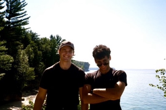 Sawyer and a friend by the lake
